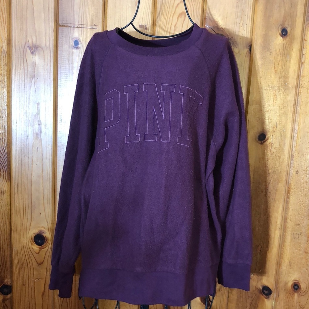 Pink By Victoria’s Secret Crewneck Long Sleeved Sweatshirt small plum Pu…